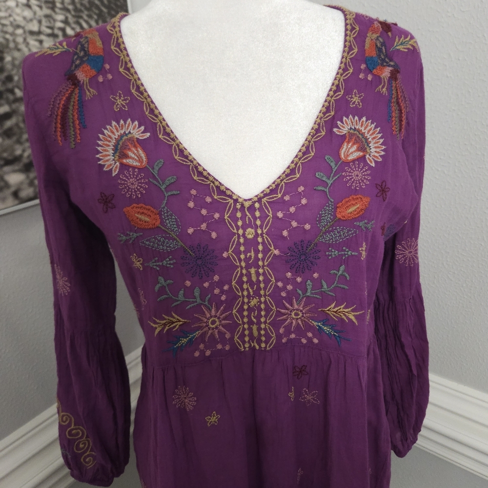 NWT Johnny Was Workshop LUCY EASY TIERED DRESS purple size xs - Picture 7 of 13